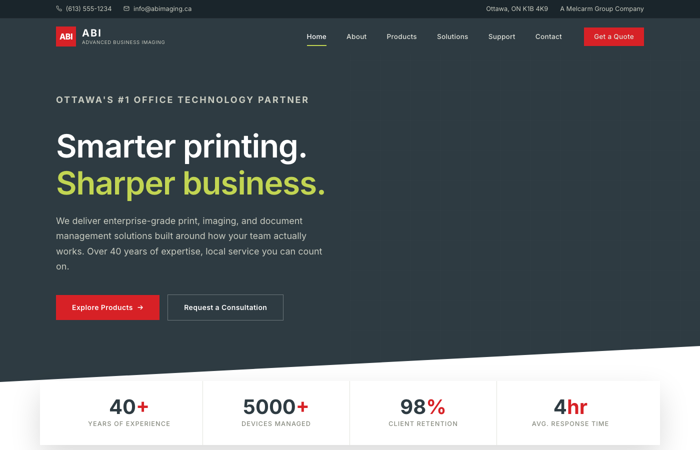 Advanced Business Imaging website — enterprise printing and document management solutions in Ottawa
