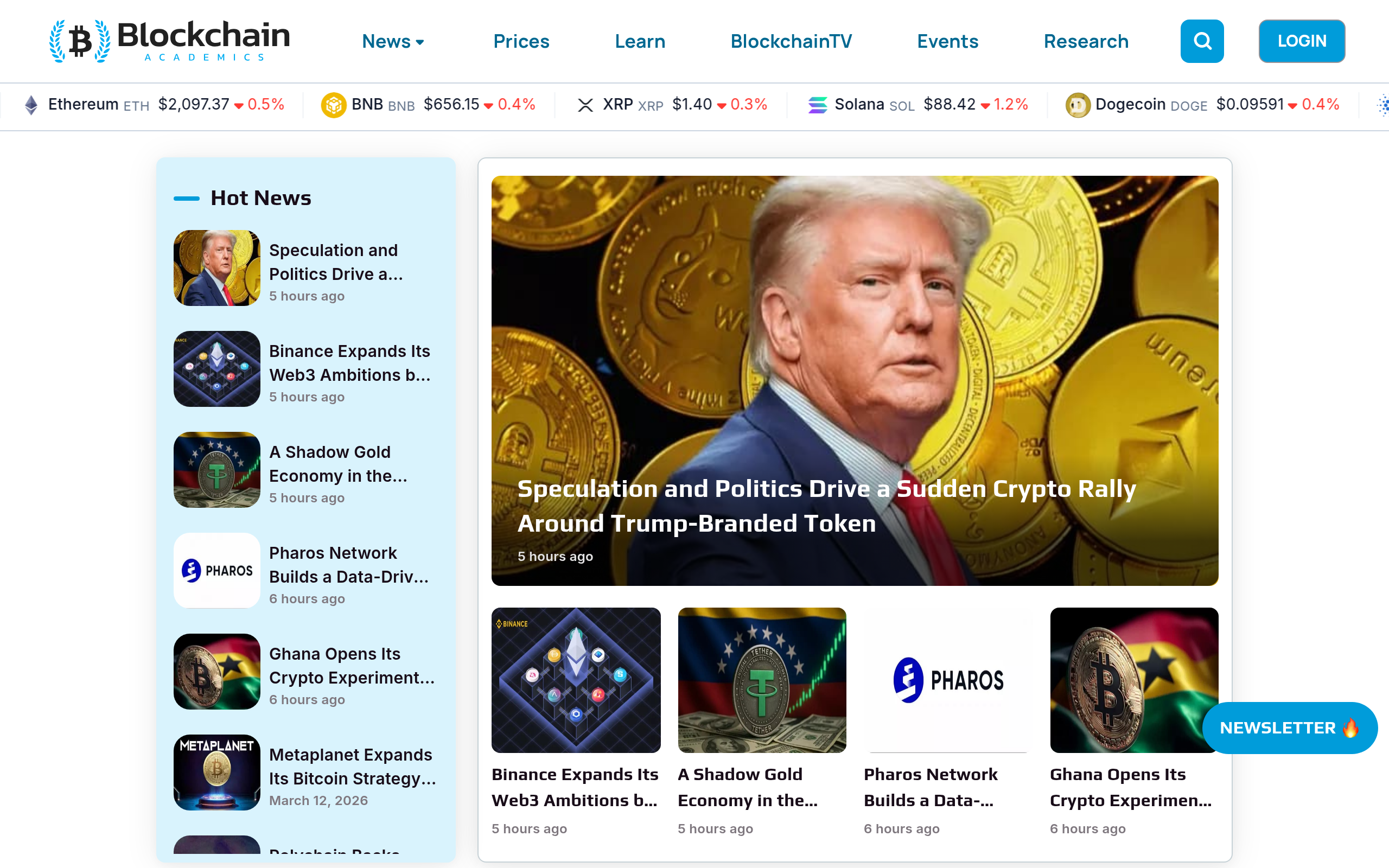 Blockchain Academics website — cryptocurrency news and blockchain education portal